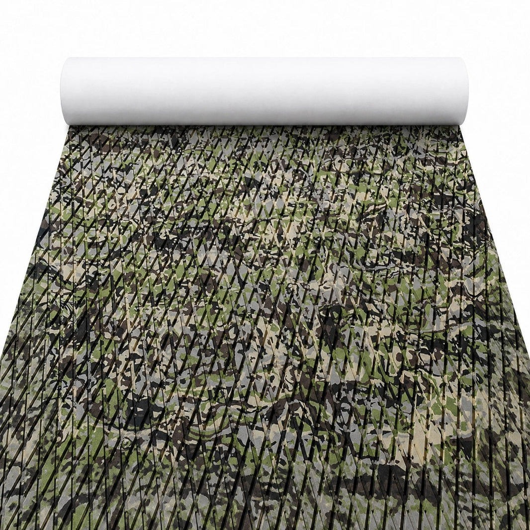 FOCEAN Army Camo Small Diamond EVA Boat Flooring — product color and surface view