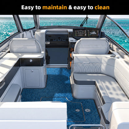 Blue Camo Small Diamond EVA Boat Flooring — boat interior scene, full-bleed 2000 × 2000 square