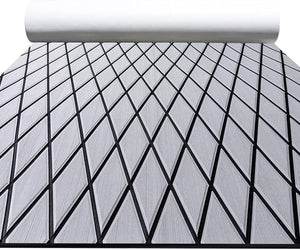 FOCEAN Boat Flooring EVA Foam Boat Decking Marine Mat Non-Slip Self-Adhesive Flooring Sheet for Motorboat Jon Boats Bass Boat Kayak RV Floor, 94.5''x 15.7'', Grey with Black Lines