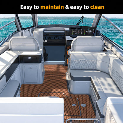 Brown Black Diamond EVA Boat Flooring — boat interior scene, full-bleed 2000 × 2000 square