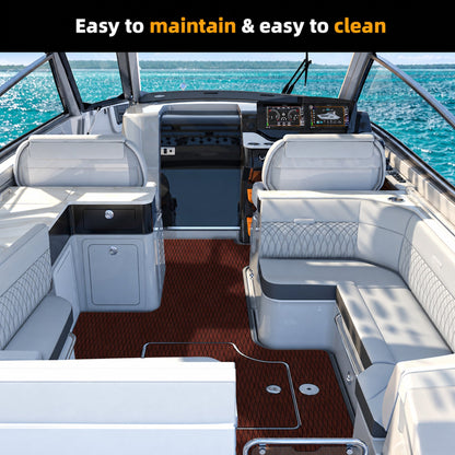 Dark Brown Black Diamond EVA Boat Flooring — boat interior scene, full-bleed 2000 × 2000 square