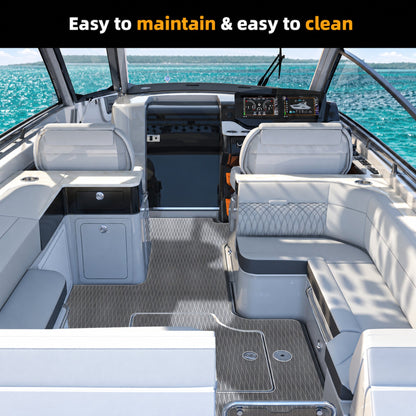Grey White Diamond EVA Boat Flooring — boat interior scene, full-bleed 2000 × 2000 square