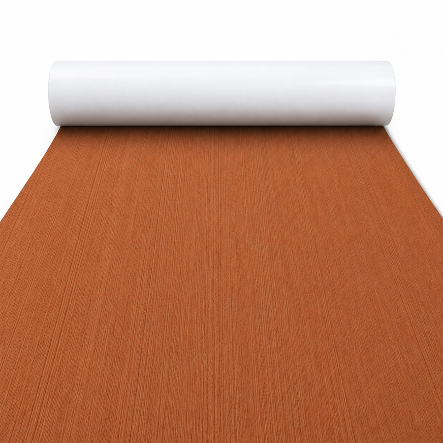 Brown solid brushed EVA foam flooring — rolled sheet on a white background