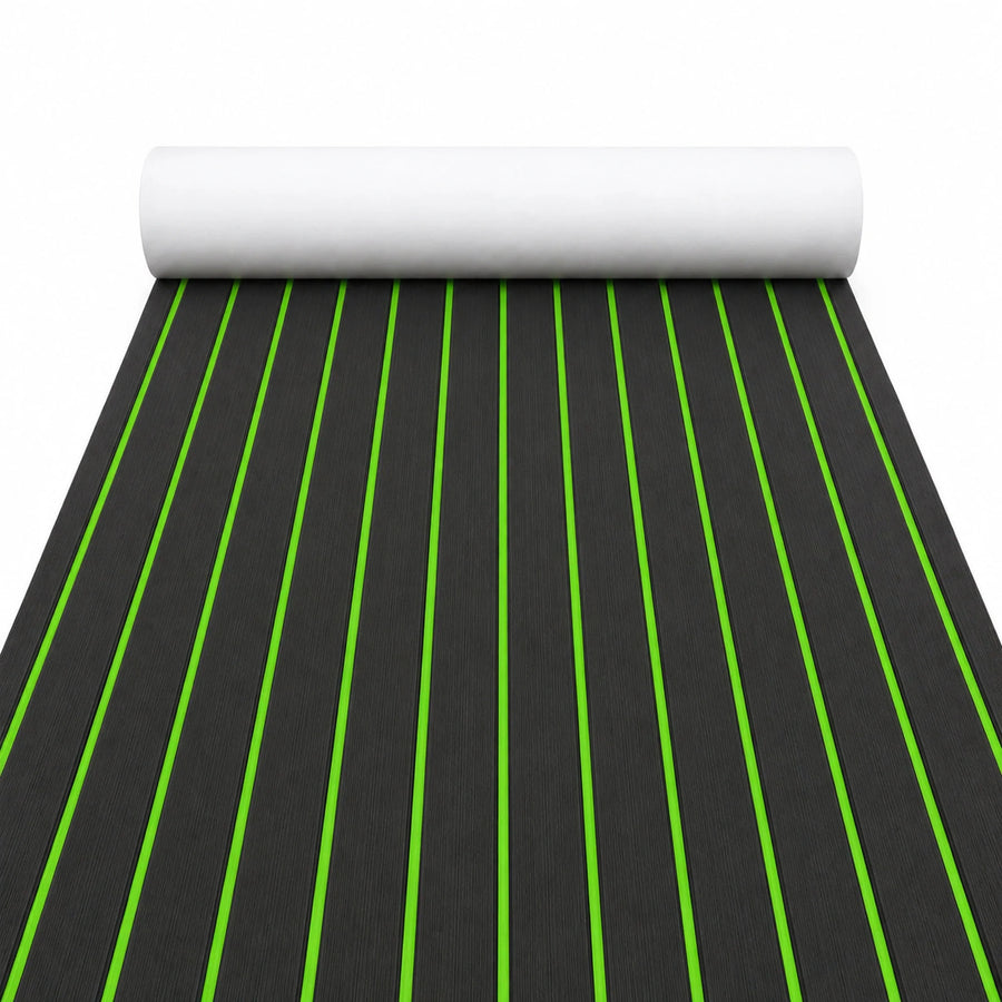 Black green faux teak EVA flooring — white-background product view