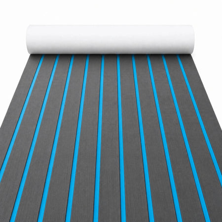 Dark grey blue faux teak EVA flooring — matching FOCEAN product view