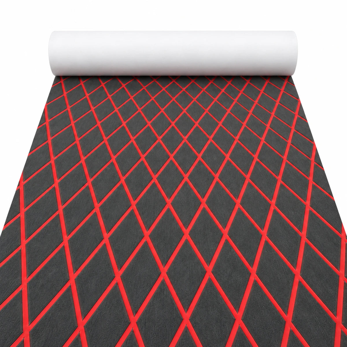 FOCEAN Dark Grey Red Diamond EVA flooring — white-background product image