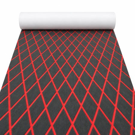 FOCEAN Dark Grey Red Diamond EVA flooring — white-background product image