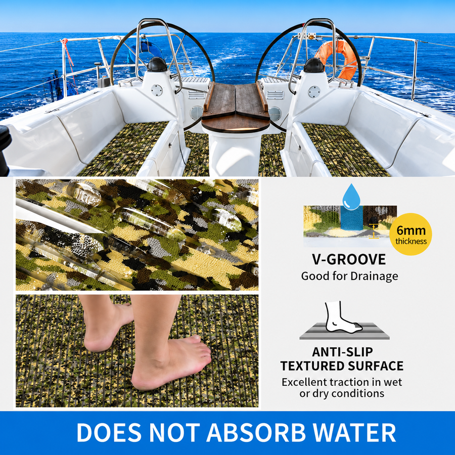 FOCEAN Camo Grooved Army EVA foam boat flooring