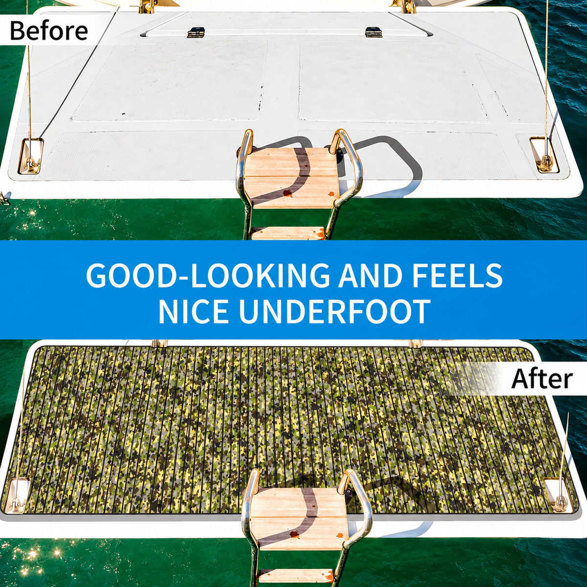 FOCEAN Camo Grooved Army EVA foam boat flooring
