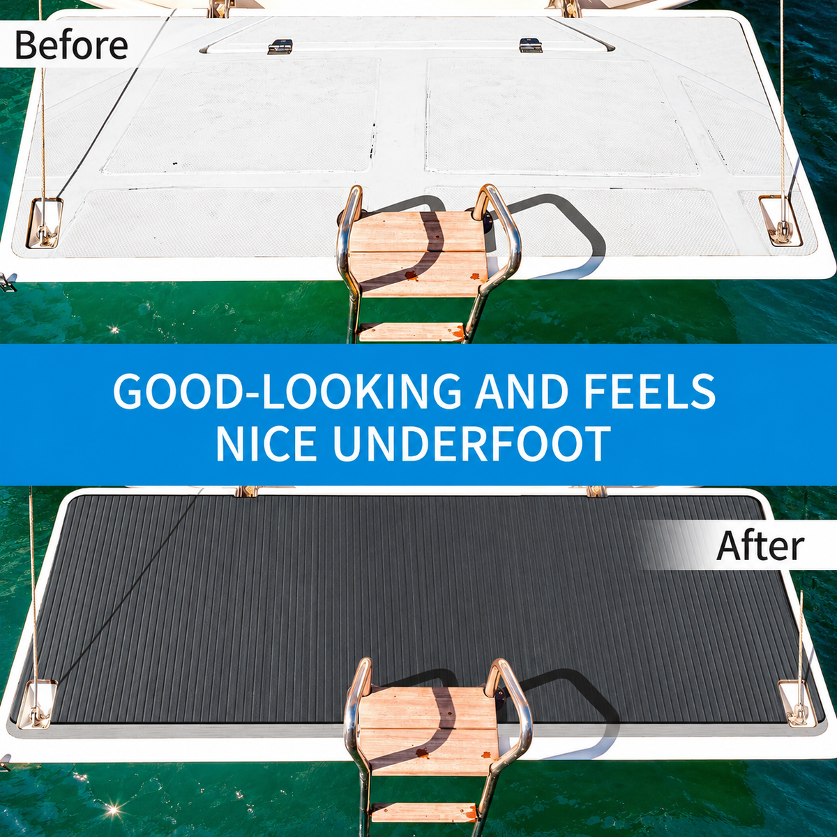 FOCEAN Grooved Dark Grey Black EVA foam boat flooring
