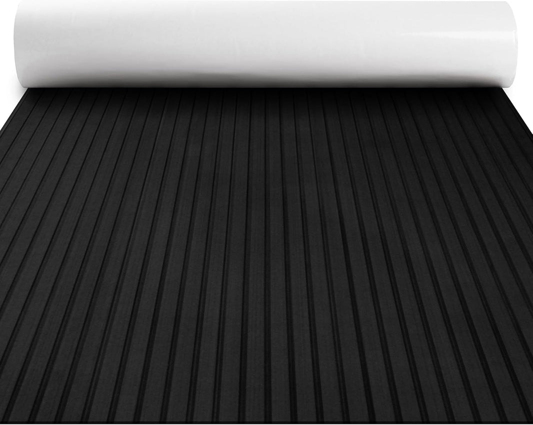 FOCEAN Black Grooved EVA Boat Flooring — product color and surface view