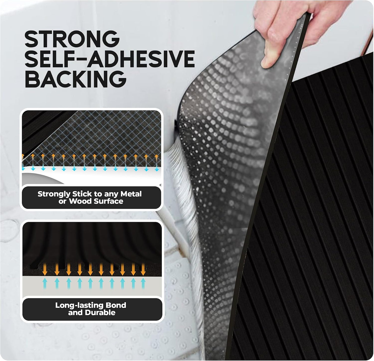 Black Grooved EVA Boat Flooring — original FOCEAN product image 3