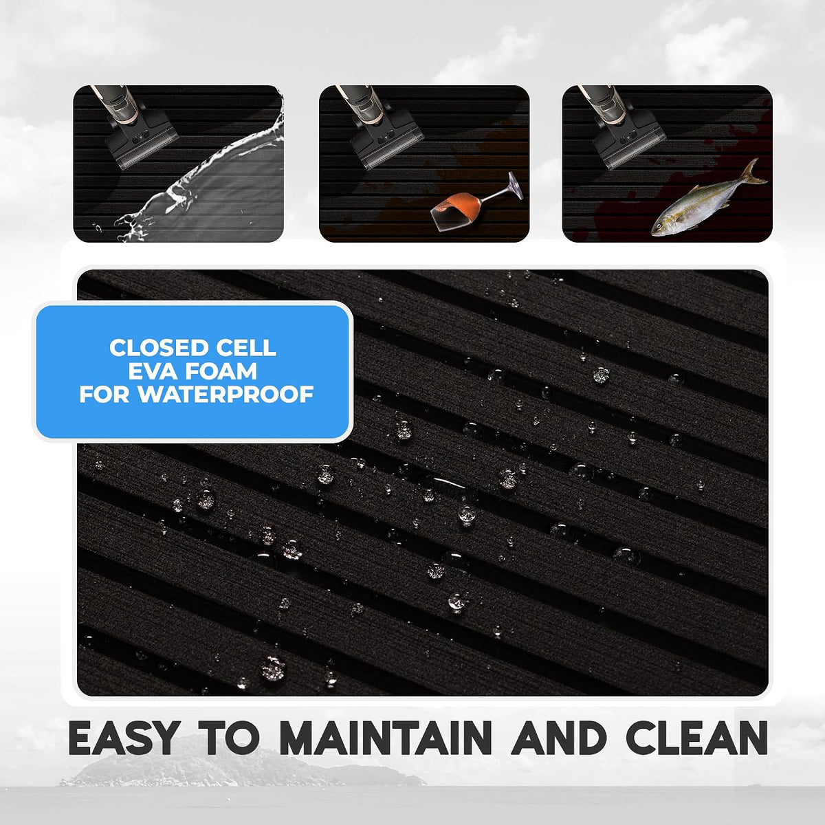 Black Grooved EVA Boat Flooring — original FOCEAN product image 5