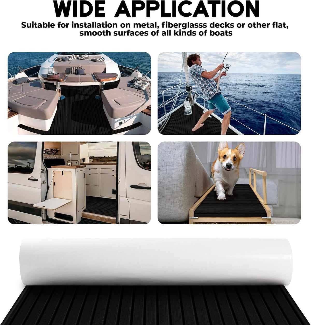 Black Grooved EVA Boat Flooring — original FOCEAN product image 7