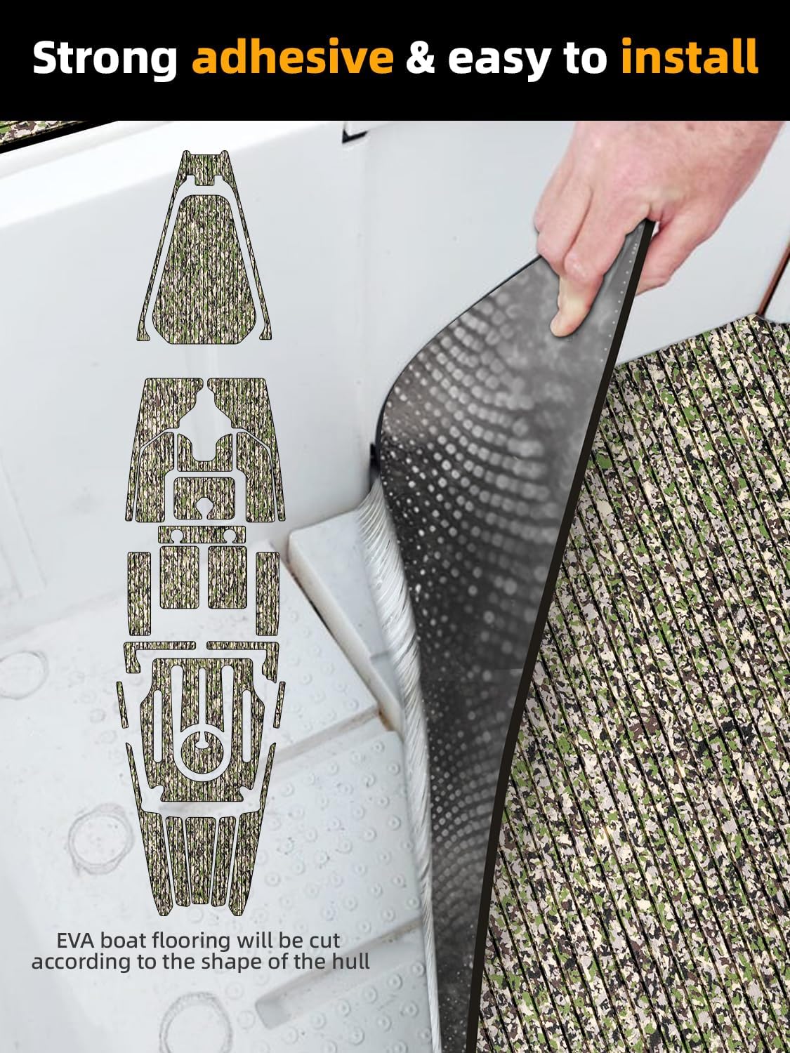 Jungle Camo Grooved EVA Boat Flooring — original FOCEAN product image 3