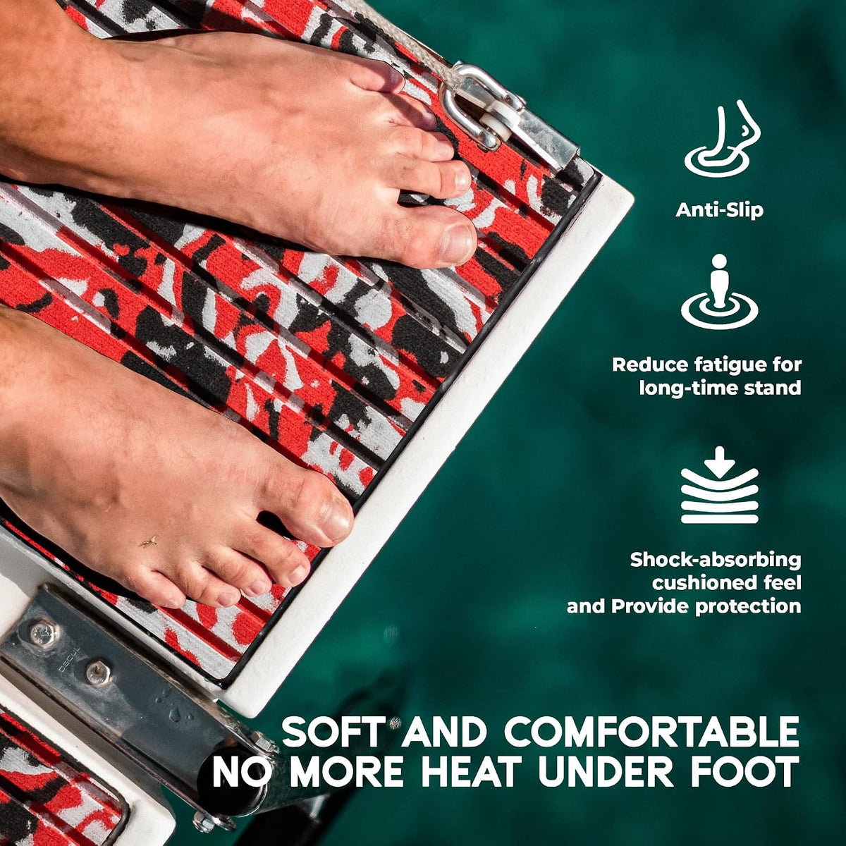 Speed Red Grooved EVA Boat Flooring — original FOCEAN product image 4