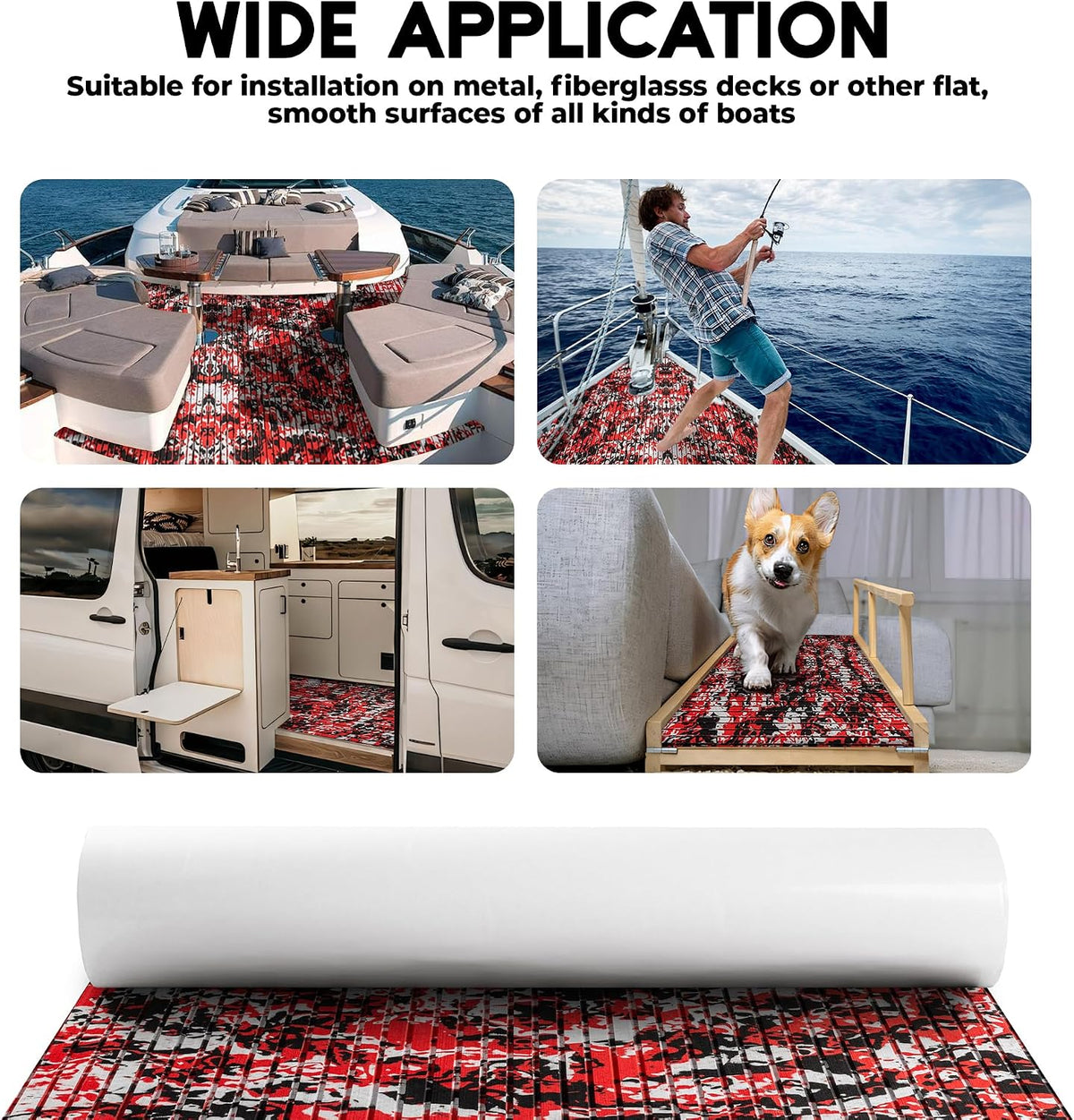 Speed Red Grooved EVA Boat Flooring — original FOCEAN product image 7