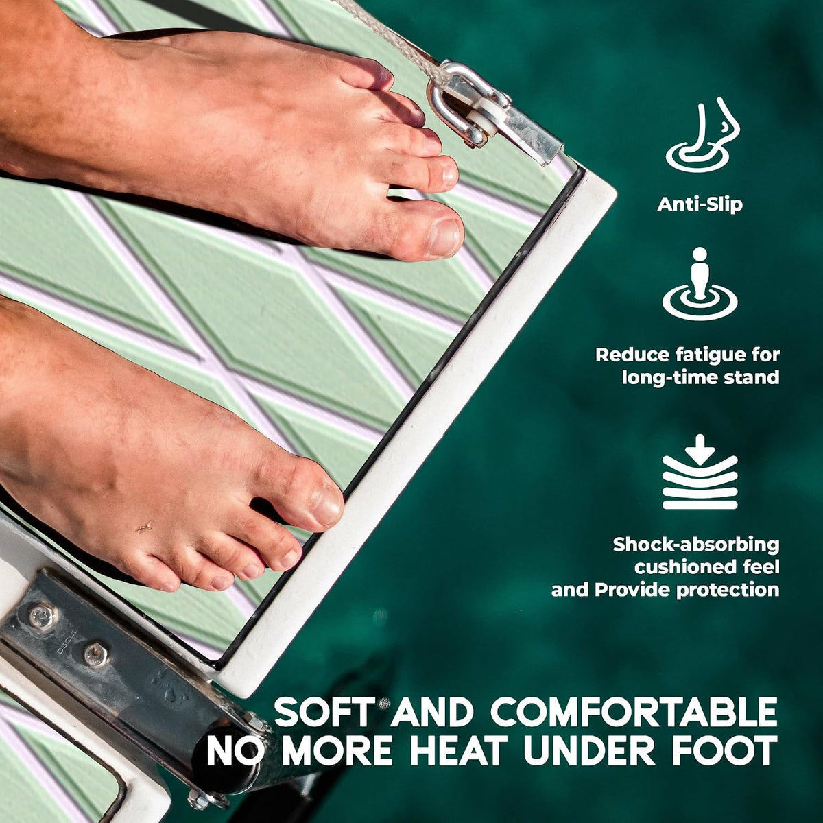 FOCEAN Seafoam Green With White Lines boat flooring – image 4