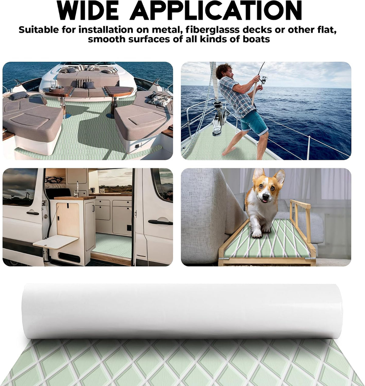 FOCEAN Seafoam Green With White Lines boat flooring – image 6