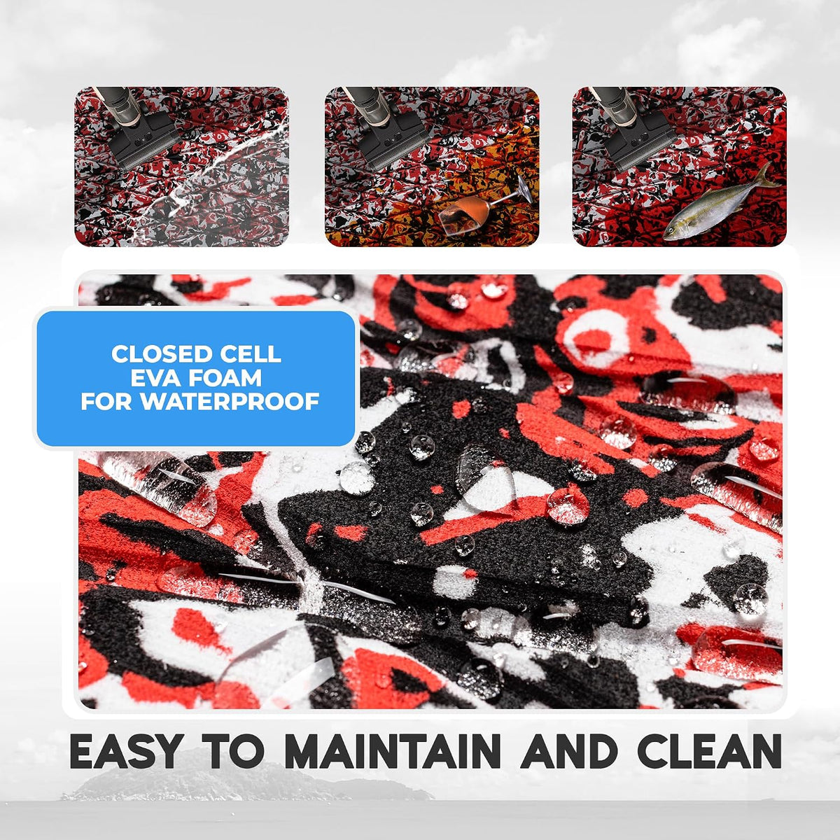 FOCEAN Diamond-Camo Red boat flooring – image 5
