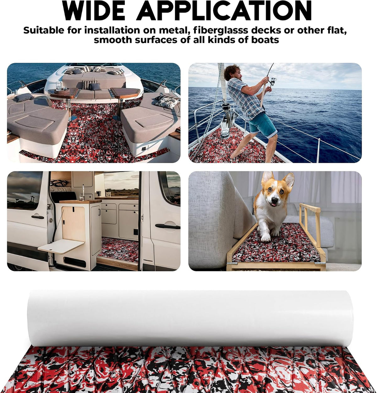 FOCEAN Diamond-Camo Red boat flooring – image 6