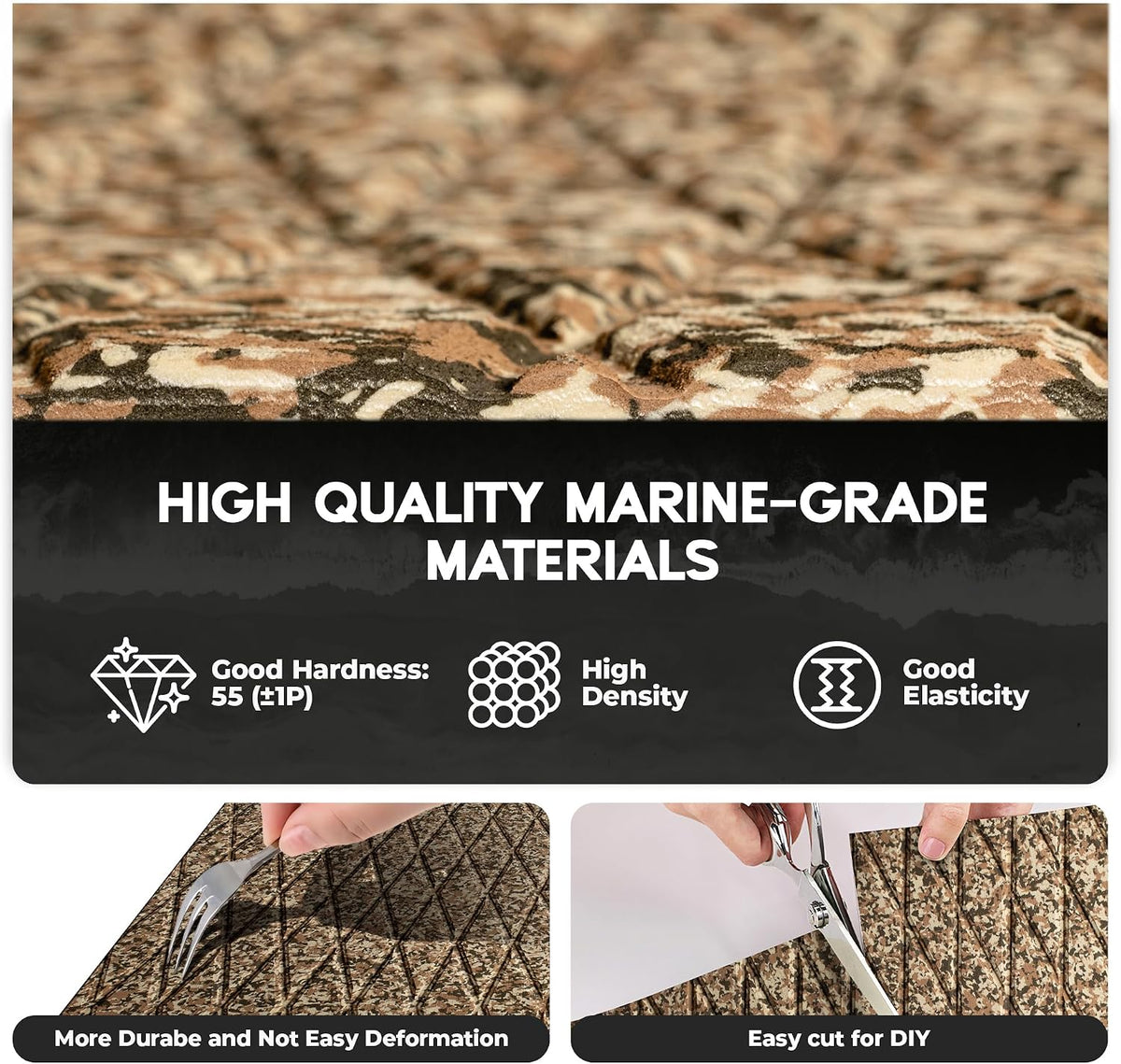 FOCEAN Diamond-Camo Brown boat flooring – image 3