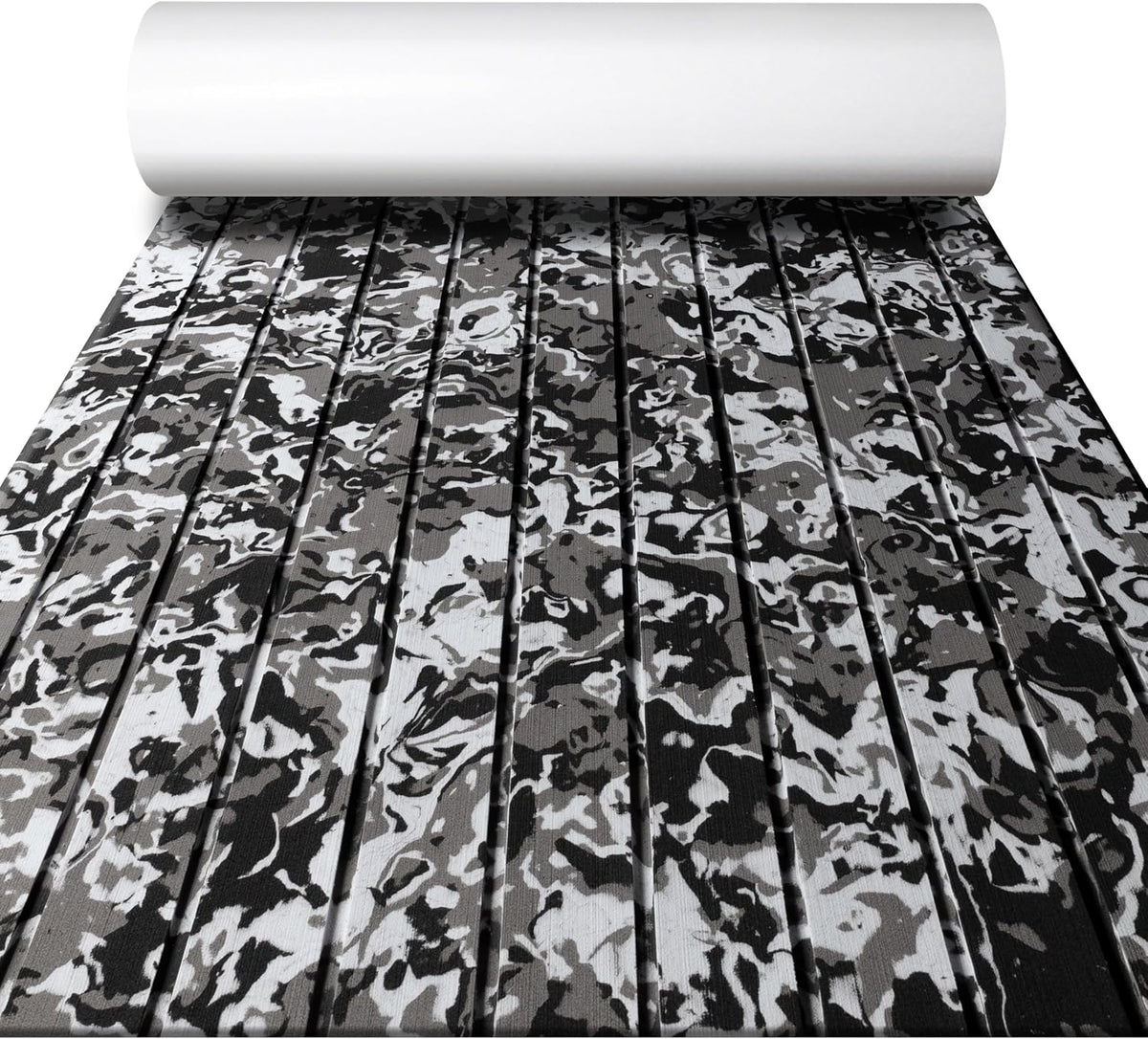 FOCEAN Stripe-Camo White&Black boat flooring – image 1