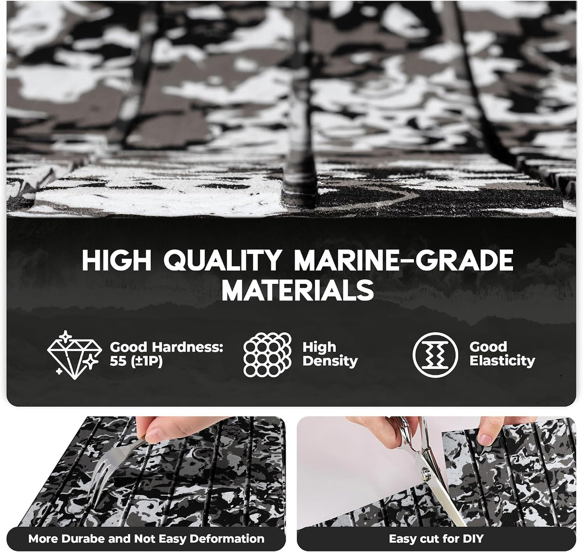 FOCEAN Stripe-Camo White&Black boat flooring – image 3