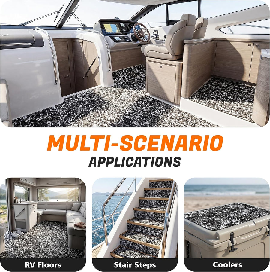 FOCEAN Diamond-Camo White&Black boat flooring – image 5