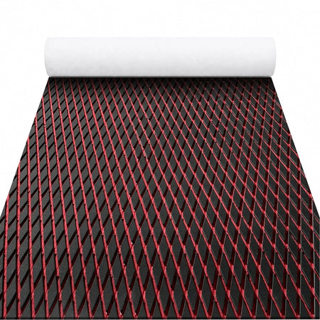 FOCEAN Black Red Small Diamond EVA Boat Flooring — gallery-1