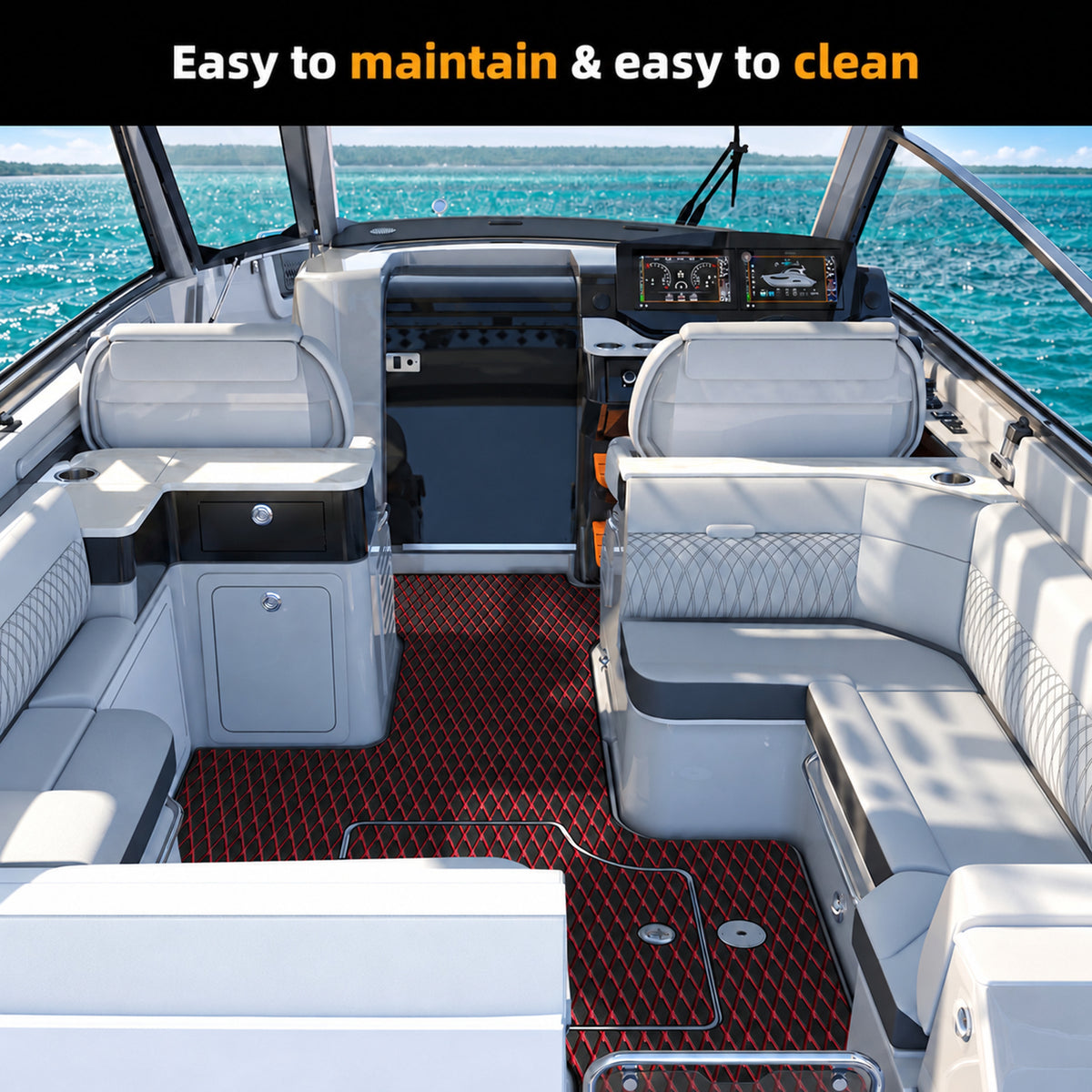 FOCEAN Black Red Small Diamond EVA Boat Flooring — gallery-5