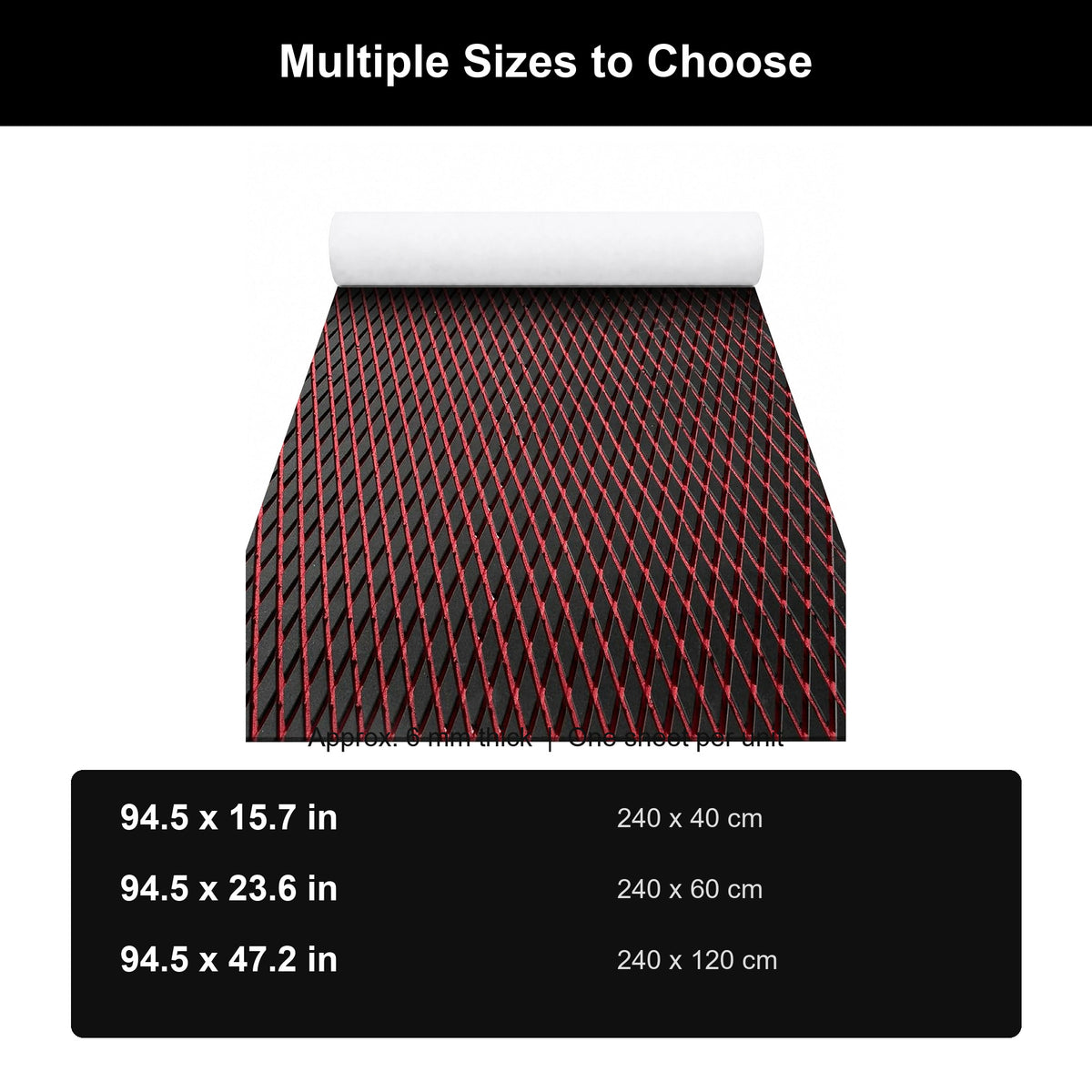 FOCEAN Black Red Small Diamond EVA Boat Flooring — gallery-6