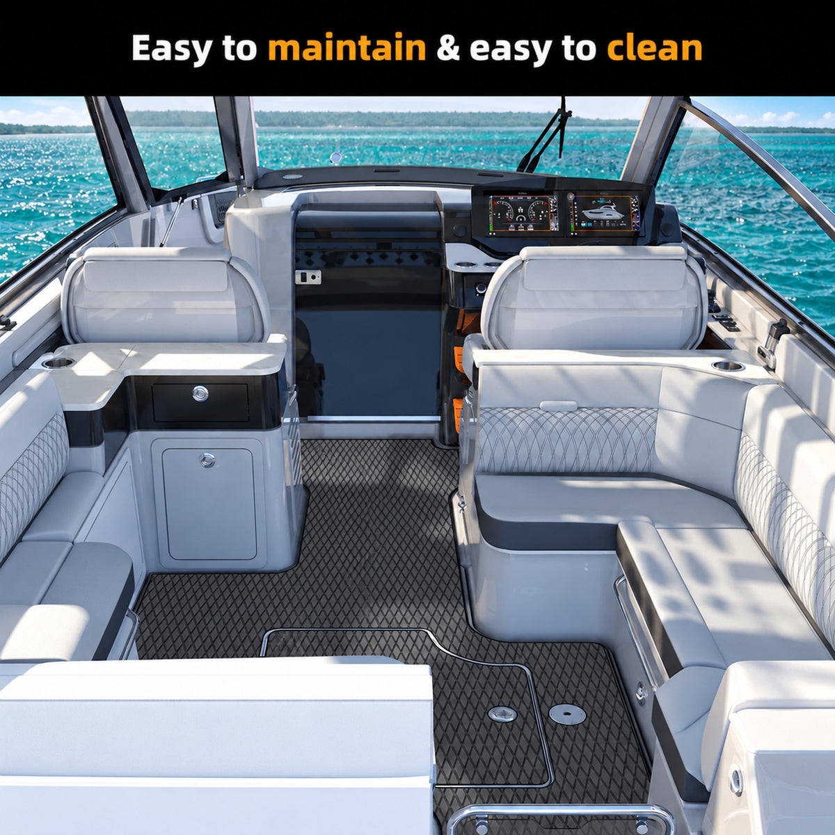 FOCEAN Dark Grey Small Diamond EVA Boat Flooring — gallery-5