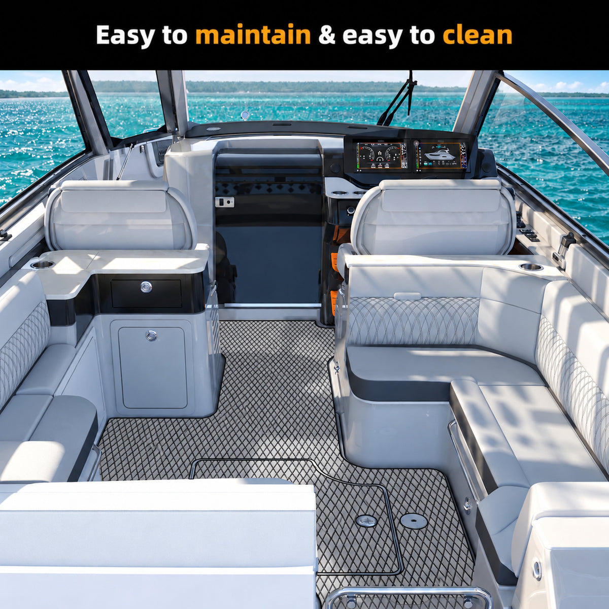 FOCEAN Grey Black Small Diamond EVA Boat Flooring — gallery-5