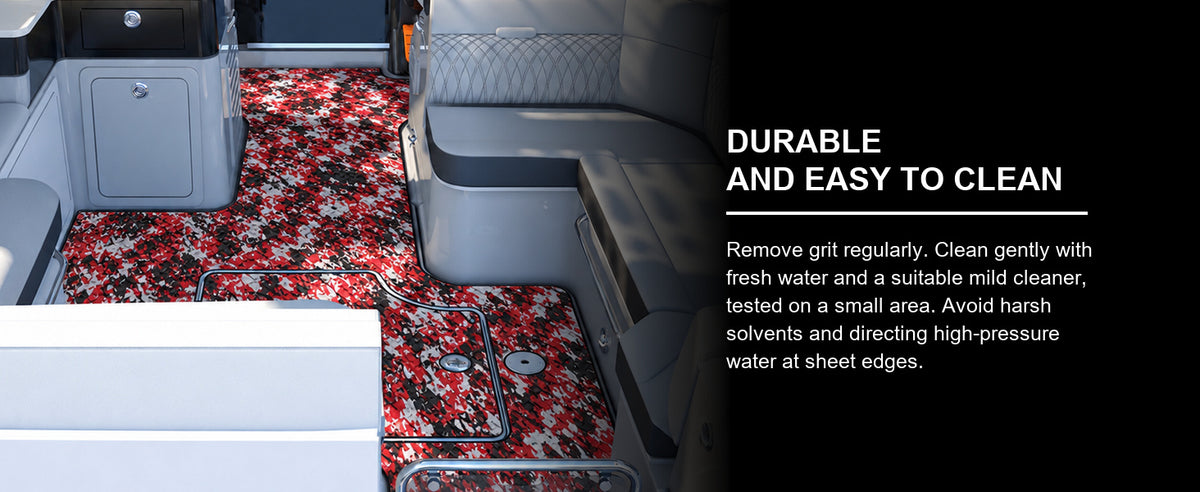 FOCEAN Red Camo Small Diamond EVA Boat Flooring — cleaning product detail