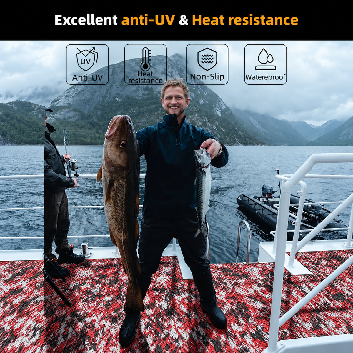 FOCEAN Red Camo Small Diamond EVA Boat Flooring — gallery-4