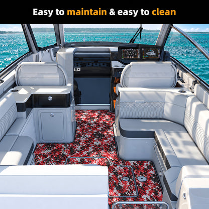 FOCEAN Red Camo Small Diamond EVA Boat Flooring — gallery-5