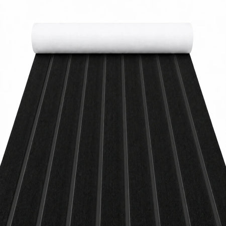 FOCEAN Black Dark Grey Faux Teak EVA Boat Flooring — product color and surface view