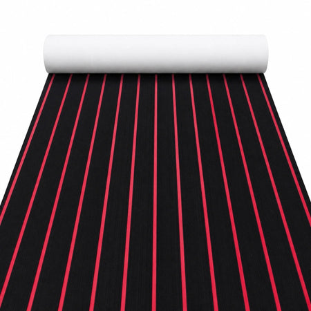 FOCEAN Black Red Faux Teak EVA Boat Flooring — product color and surface view