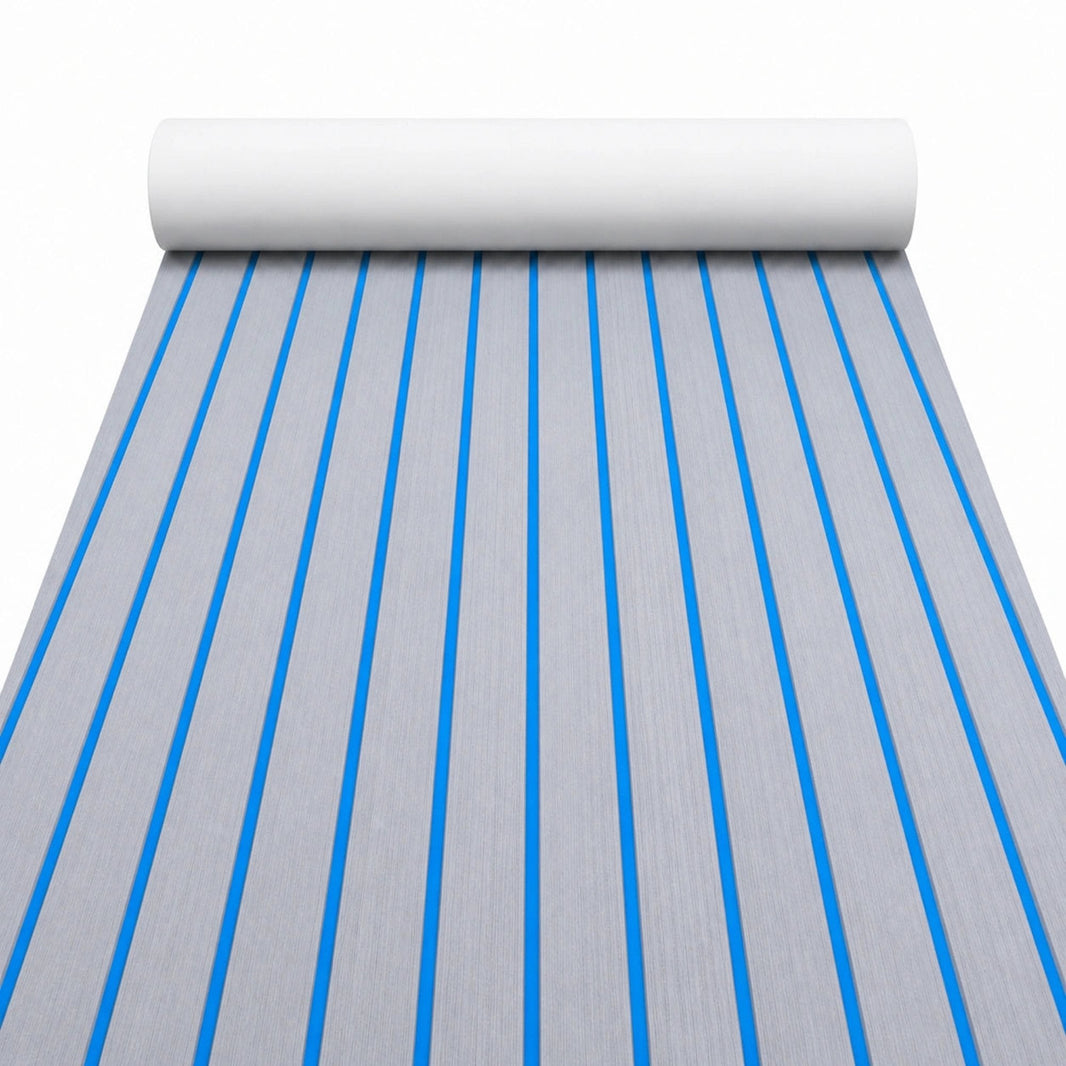 FOCEAN Grey Blue Faux Teak EVA Boat Flooring — product color and surface view