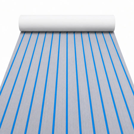 FOCEAN Grey Blue Faux Teak EVA Boat Flooring — product color and surface view