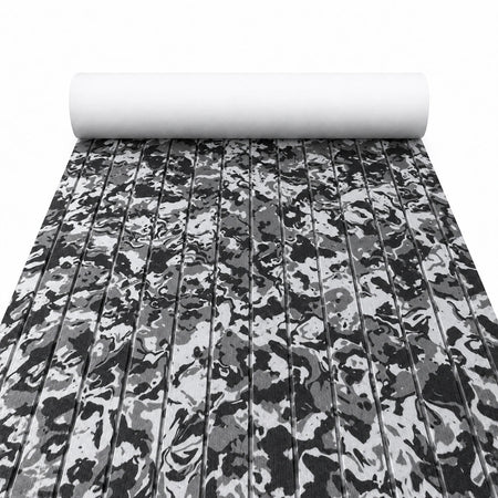 FOCEAN White Black Camo Stripe EVA Boat Flooring — matched white-background product image