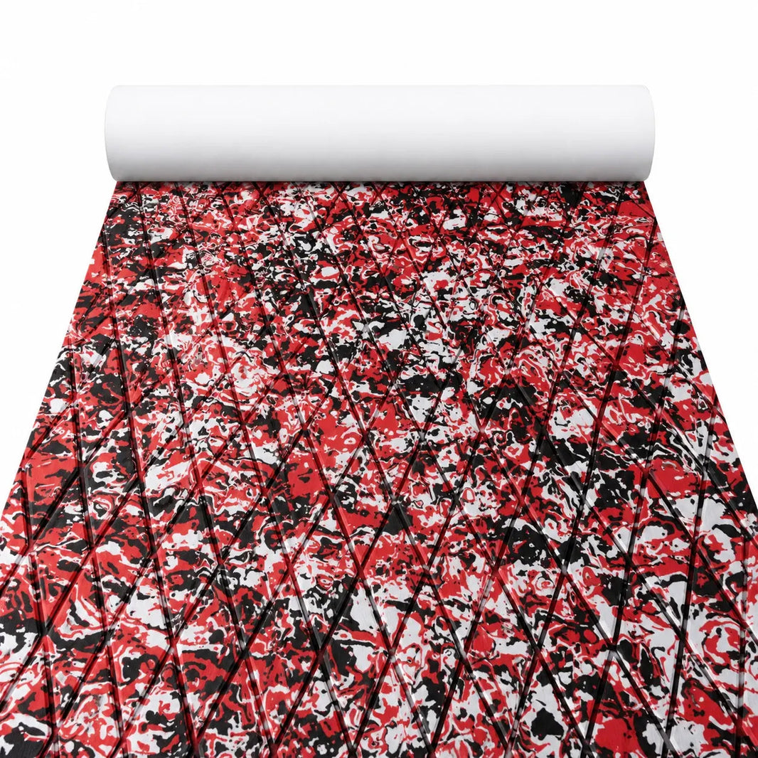 FOCEAN Red Camo Diamond EVA Boat Flooring — matched white-background product image