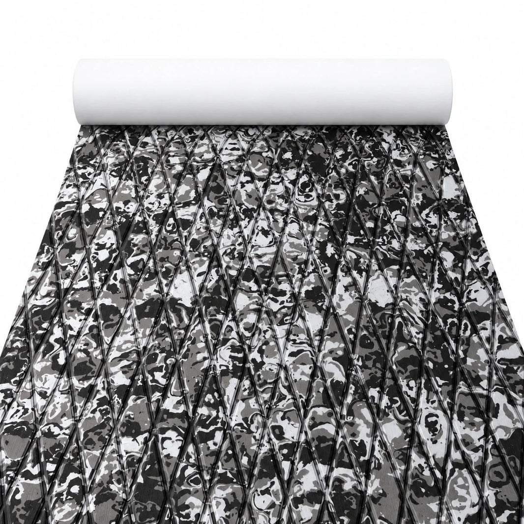 FOCEAN White Black Camo Diamond EVA Boat Flooring — matched white-background product image