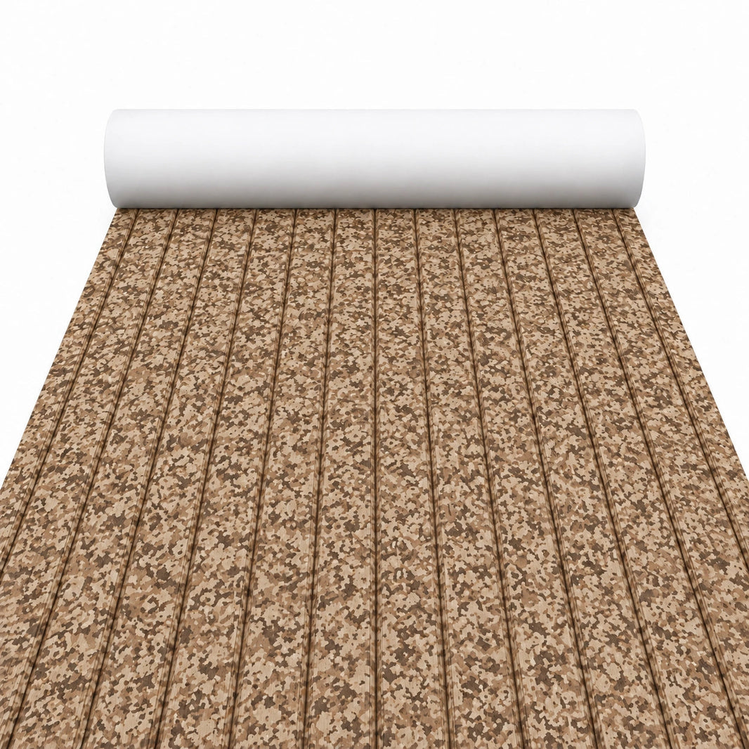 FOCEAN Brown Camo Stripe EVA Boat Flooring — matched white-background product image